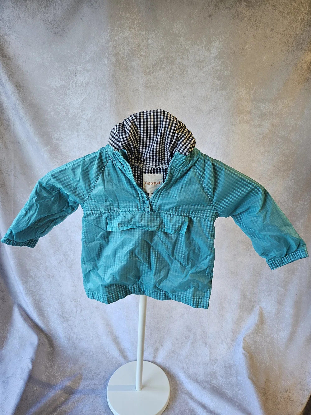 Cat & Jack Turquoise Checkered Windbreaker | 18 Months